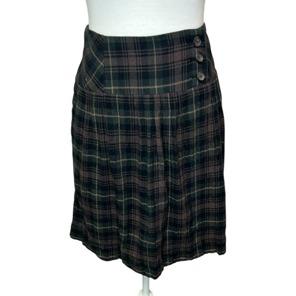 Cabi Plaid Button-Accent Skirt